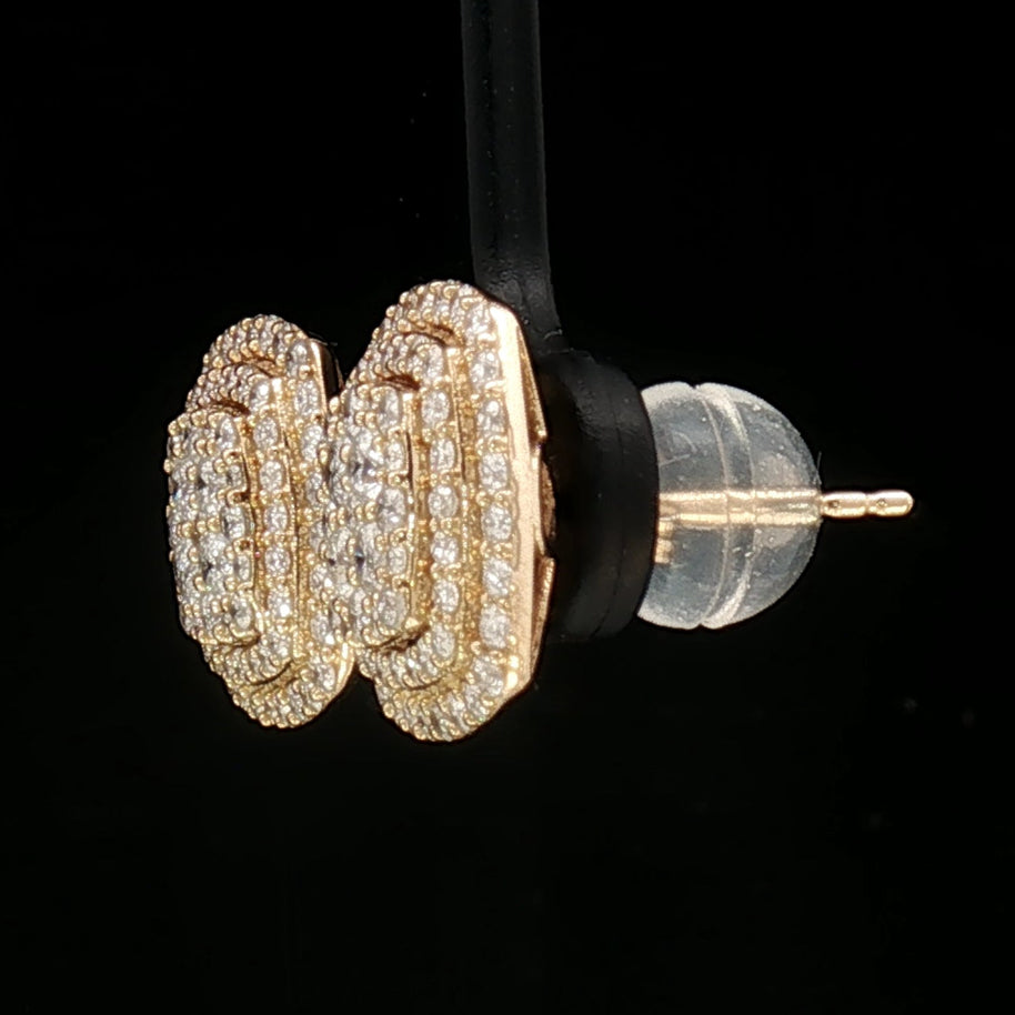 18k Yellow Gold Square Stud Earrings with 1.50tcw Natural Diamonds