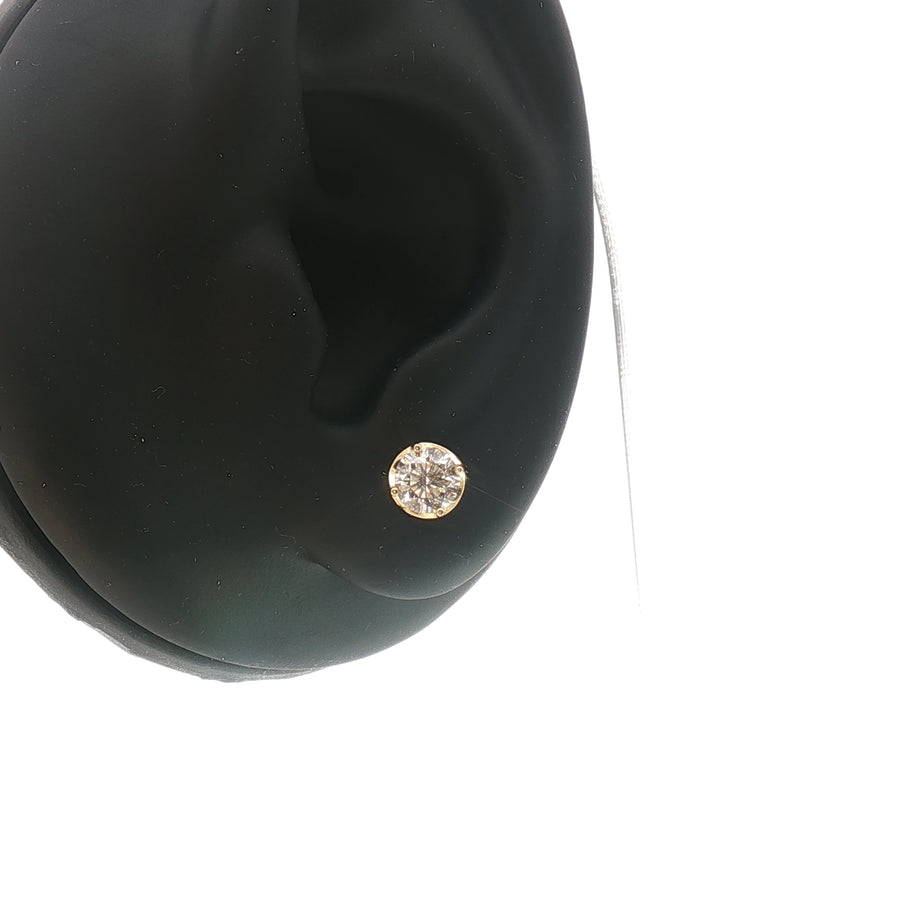18k Yellow Gold Diamond Stud Earrings – 1.00ct Natural Round Brilliant Diamonds, 2ct Face Look