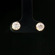 18k Yellow Gold Diamond Stud Earrings – 1.00ct Natural Round Brilliant Diamonds, 2ct Face Look
