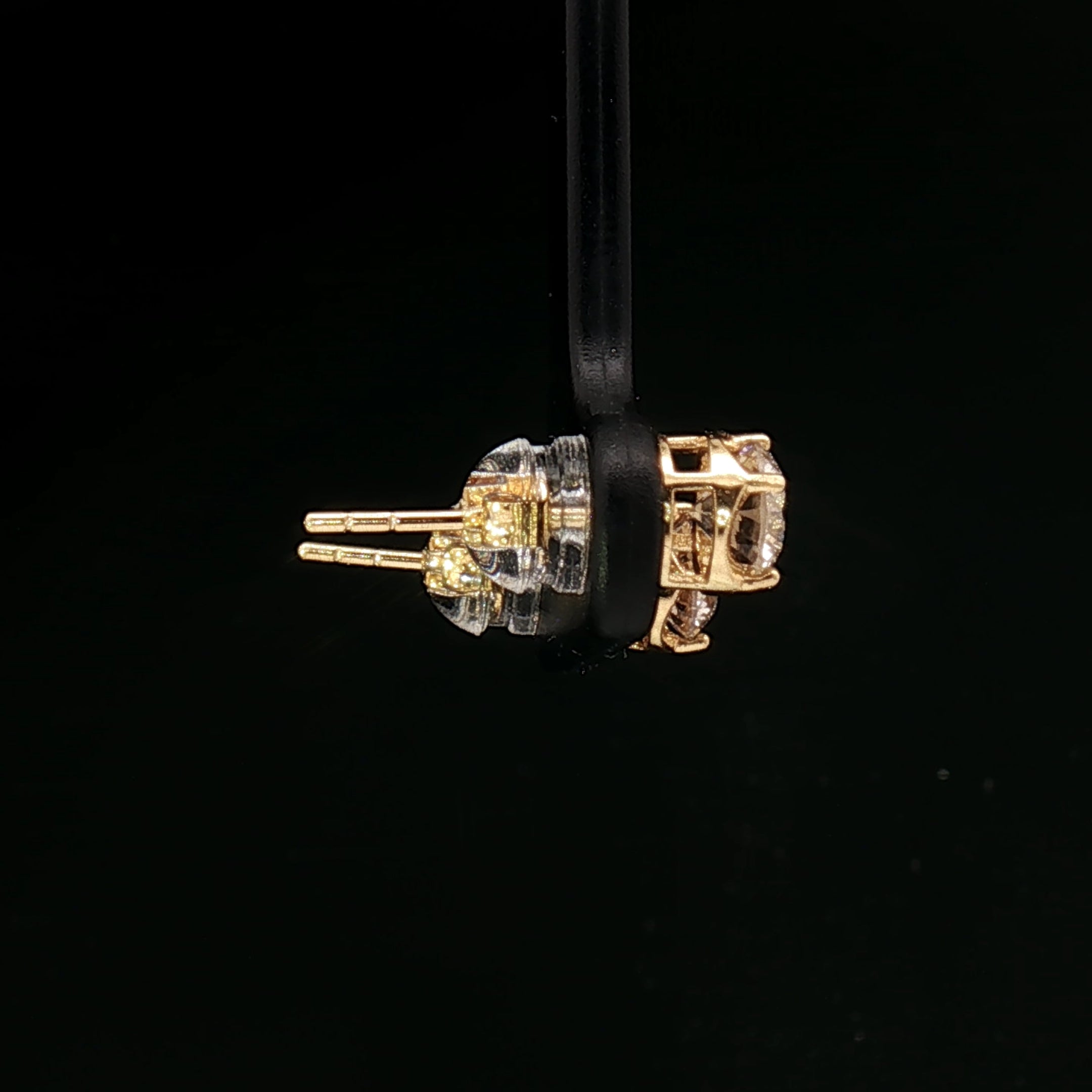 18k Yellow Gold Diamond Stud Earrings – 1.00ct Natural Round Brilliant Diamonds, 2ct Face Look