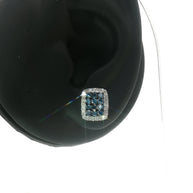 18k White Gold Square Illusion Stud Earrings – 1.00ct Fancy Blue & Colourless Natural Diamond Cluster