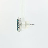 18k White Gold Square Illusion Stud Earrings – 1.00ct Fancy Blue & Colourless Natural Diamond Cluster