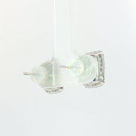 18k White Gold Square Illusion Stud Earrings – 1.00ct Fancy Blue & Colourless Natural Diamond Cluster