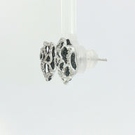 118k White Gold 3D Rose Stud Earrings – 1.00ct Black & Colourless Natural Brilliant-Cut Diamonds