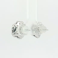 118k White Gold 3D Rose Stud Earrings – 1.00ct Black & Colourless Natural Brilliant-Cut Diamonds