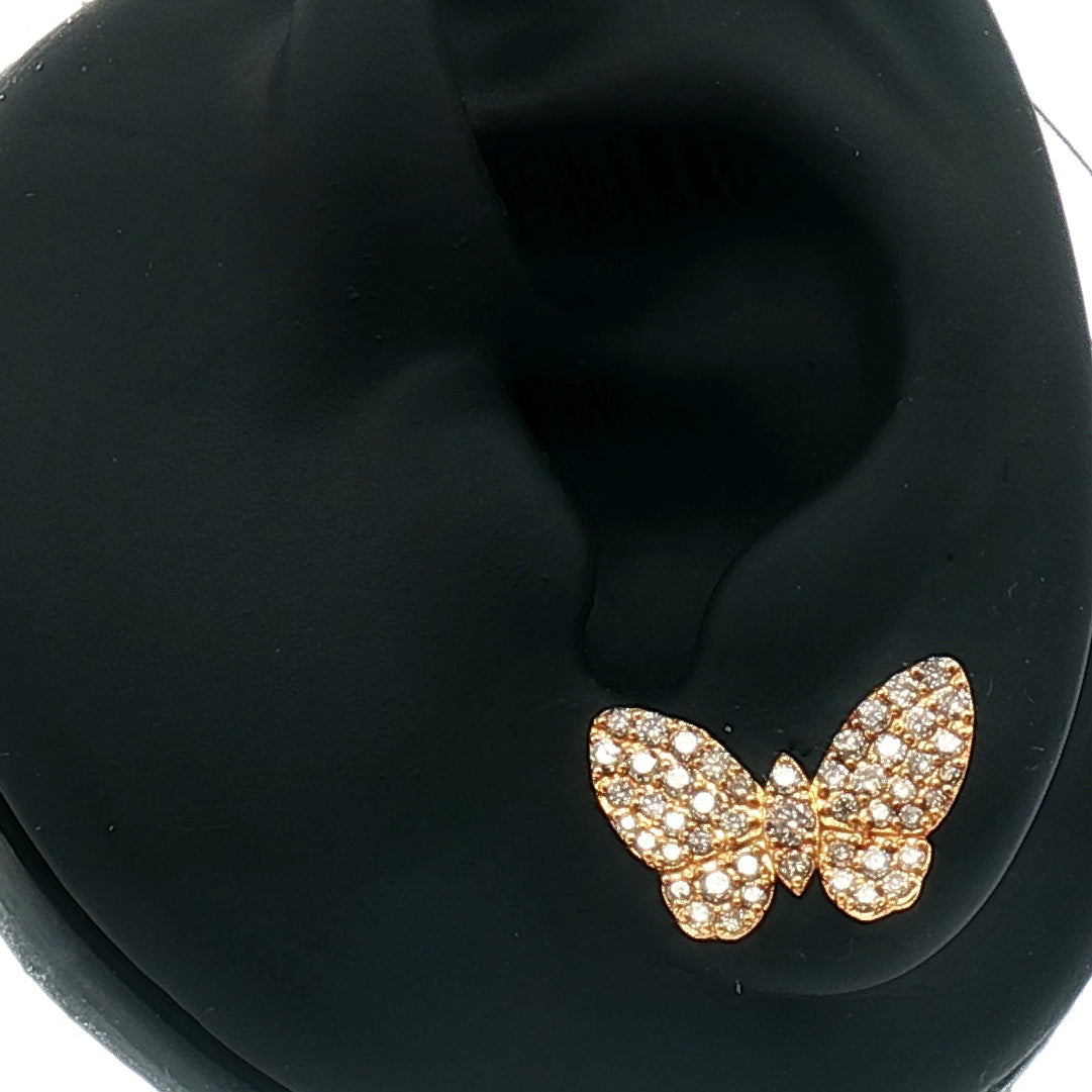 18k Yellow Gold Butterfly Cluster Stud Earrings with 1.00tcw Brilliant Cut Natural Diamonds