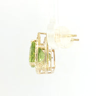 18k Yellow Gold Halo Stud Earrings with 5.00tcw Peridot and 0.50tcw Natural Diamond