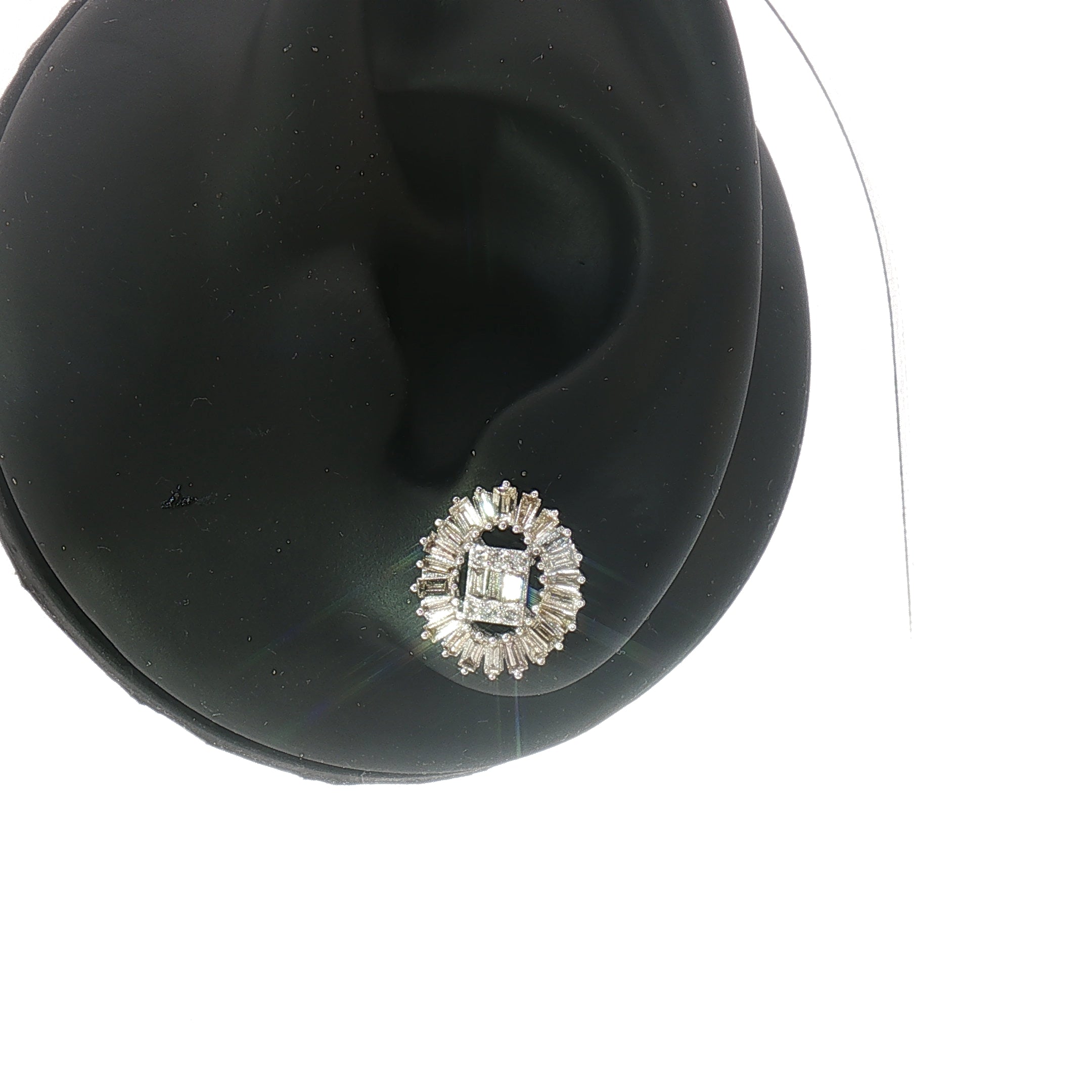 18k White Gold Diamond Stud Earrings – 1.00ct Natural Round & Baguette Brilliant-Cut Diamonds
