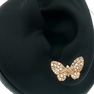 18k Yellow Gold Butterfly Cluster Stud Earrings with 1.00tcw Brilliant Cut Natural Diamonds