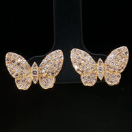18k Yellow Gold Butterfly Cluster Stud Earrings with 1.00tcw Brilliant Cut Natural Diamonds