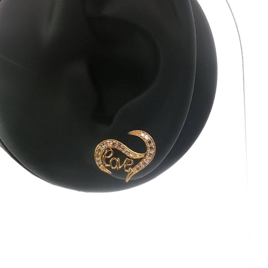 18k Yellow Gold ‘Love’ Diamond Stud Earrings – 0.30ct Natural Round Brilliant Diamonds