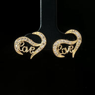 18k Yellow Gold ‘Love’ Diamond Stud Earrings – 0.30ct Natural Round Brilliant Diamonds