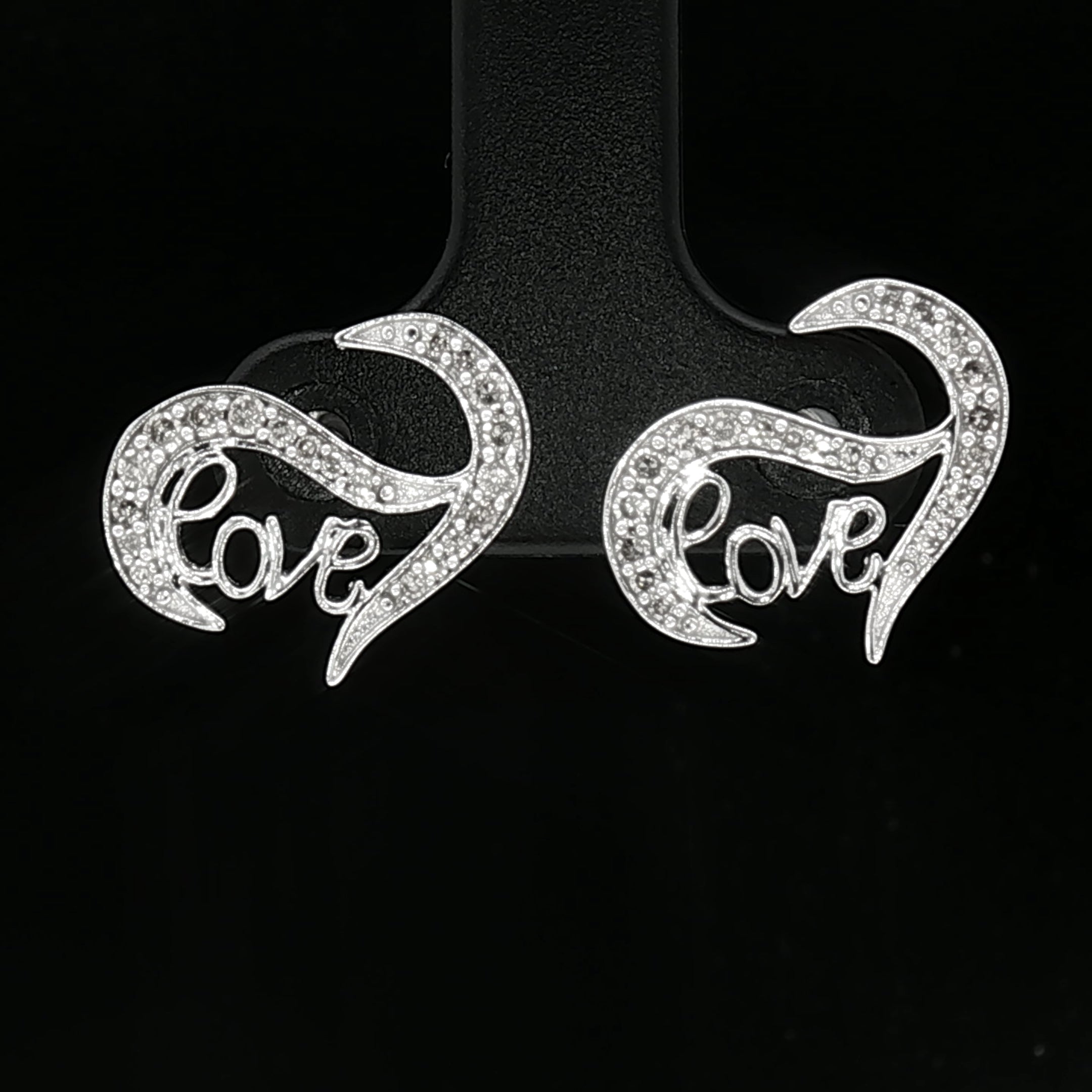 18k White Gold ‘Love’ Diamond Stud Earrings – 0.30ct Natural Round Brilliant Diamonds