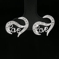18k White Gold ‘Love’ Diamond Stud Earrings – 0.30ct Natural Round Brilliant Diamonds