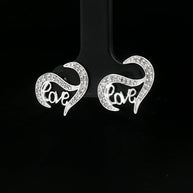 18k White Gold ‘Love’ Diamond Stud Earrings – 0.30ct Natural Round Brilliant Diamonds