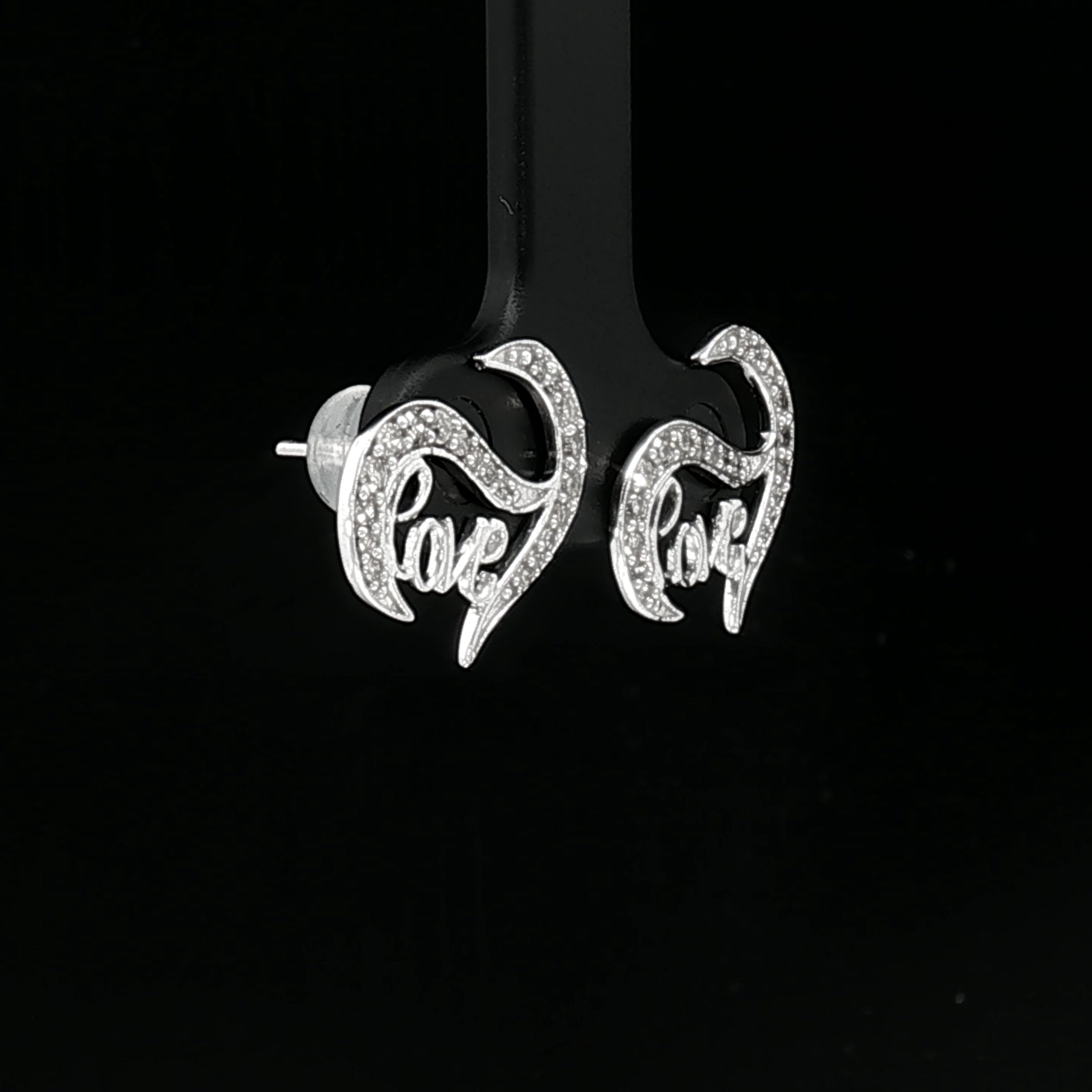 18k White Gold ‘Love’ Diamond Stud Earrings – 0.30ct Natural Round Brilliant Diamonds