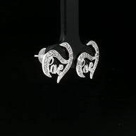 18k White Gold ‘Love’ Diamond Stud Earrings – 0.30ct Natural Round Brilliant Diamonds