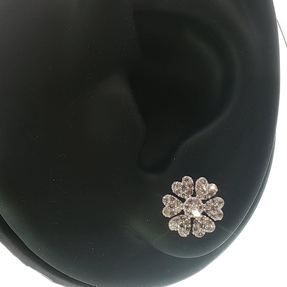 18k White Gold Floral Stud Earring with 0.50tcw Natural Diamond