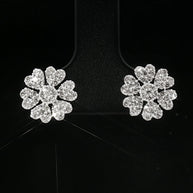 18k White Gold Floral Stud Earring with 0.50tcw Natural Diamond