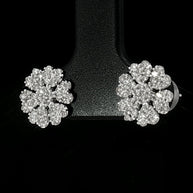 18k White Gold Floral Stud Earring with 0.50tcw Natural Diamond