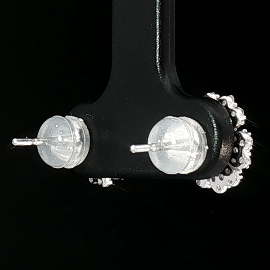 18k White Gold Floral Stud Earring with 0.50tcw Natural Diamond