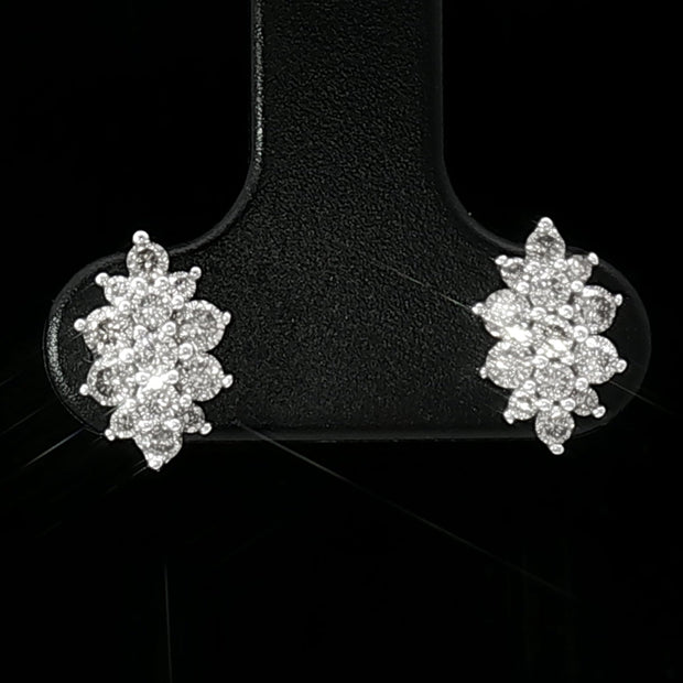 18k White Gold Marquise Stud Earrings with 0.50tcw Natural Diamonds