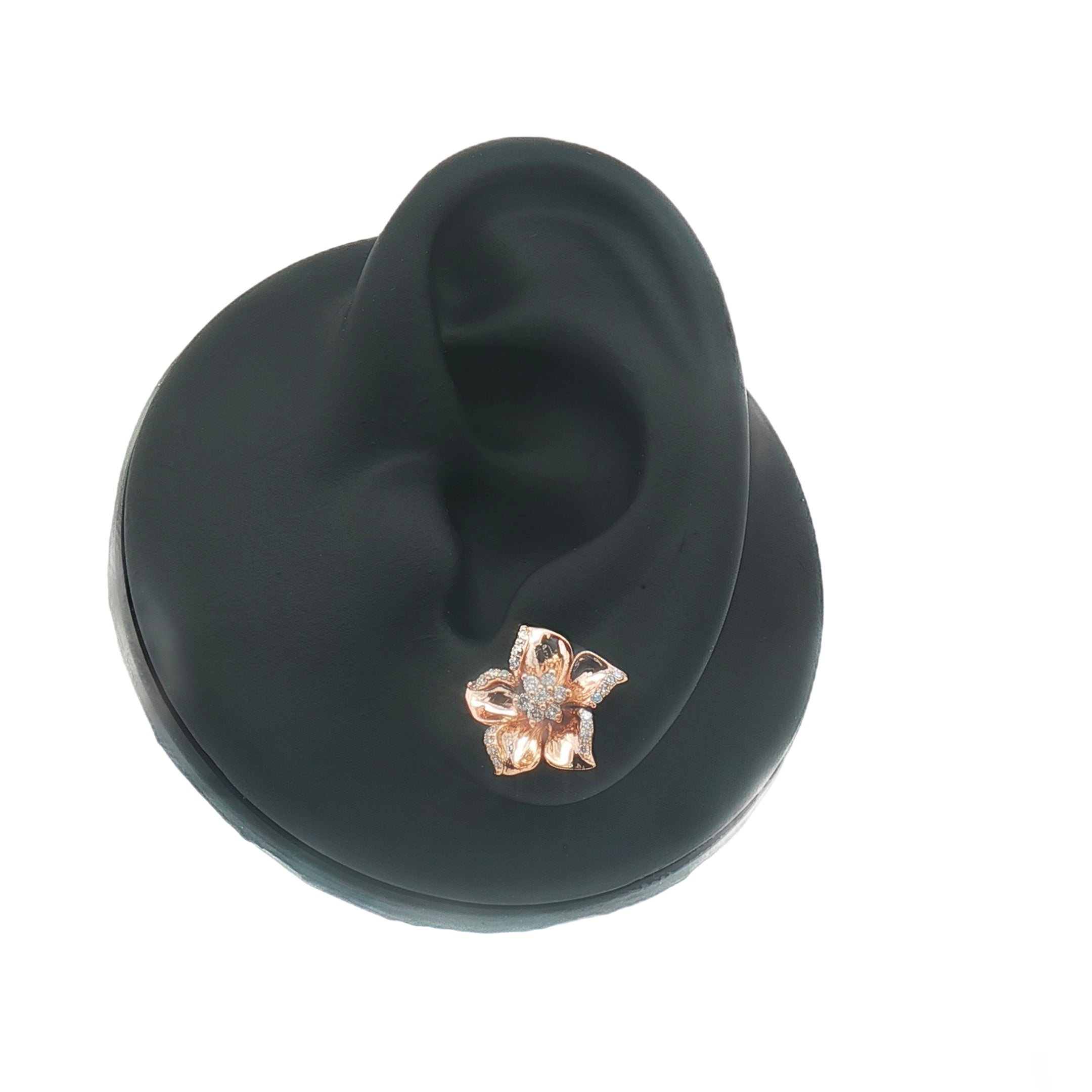 18k Rose Gold Flower Stud Earrings – 0.26ct Natural Round Brilliant Diamond Cluster