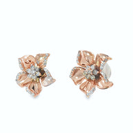 18k Rose Gold Flower Stud Earrings – 0.26ct Natural Round Brilliant Diamond Cluster