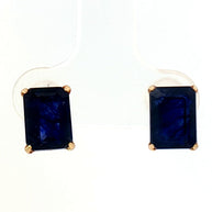 18k Yellow Gold Stud Earrings with 4.60tcw Deep Blue Sapphire