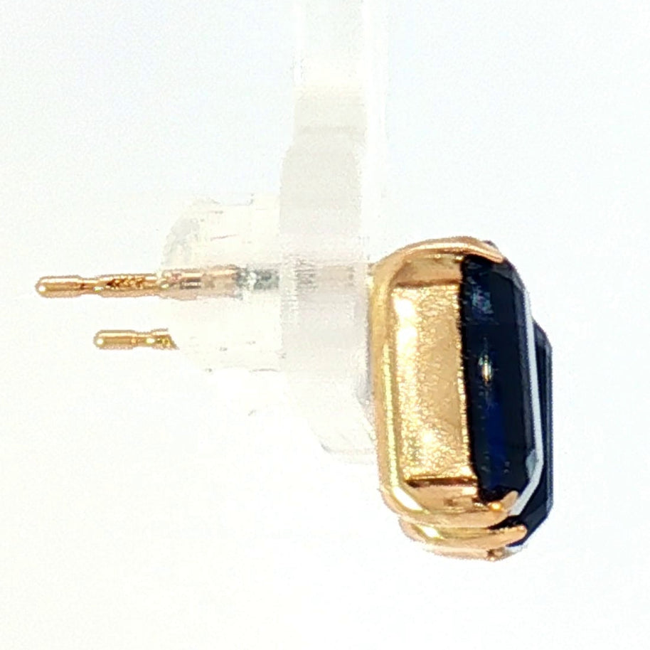 18k Yellow Gold Stud Earrings with 4.60tcw Deep Blue Sapphire