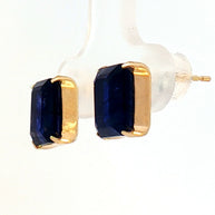 18k Yellow Gold Stud Earrings with 4.60tcw Deep Blue Sapphire