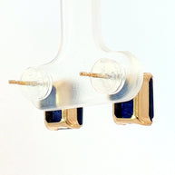 18k Yellow Gold Stud Earrings with 4.60tcw Deep Blue Sapphire