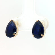 18k Yellow Gold Stud Earrings with 5.00tcw Deep Blue Sapphire
