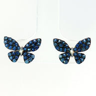 18k White Gold Butterfly Cluster Stud Earrings with 0.70tcw Deep Blue Sapphire