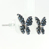 18k White Gold Butterfly Cluster Stud Earrings with 0.70tcw Deep Blue Sapphire
