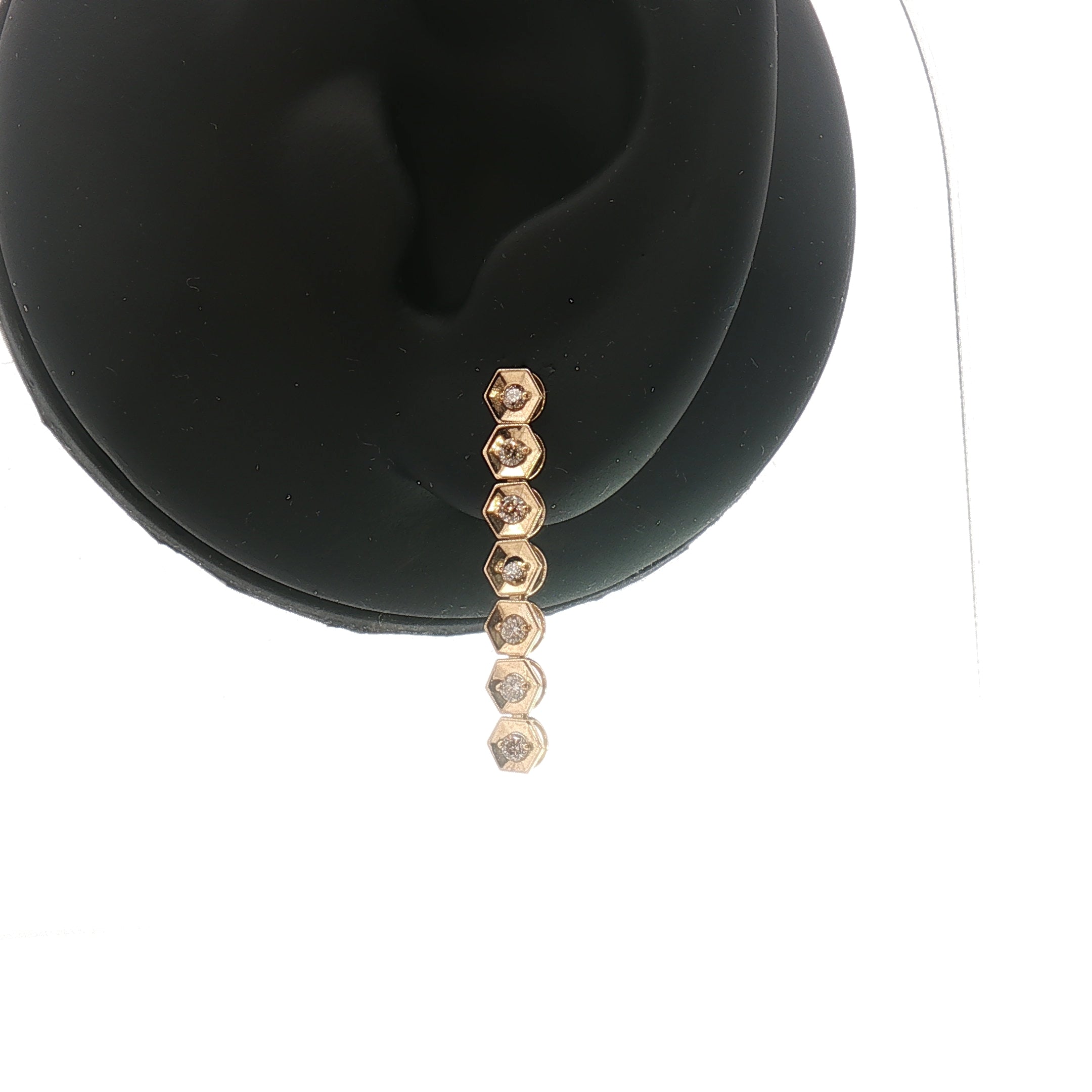 18k Yellow Gold Hexagon Dangle Earrings – 0.30ct Natural Brilliant Diamonds, 3.5ct Face Look