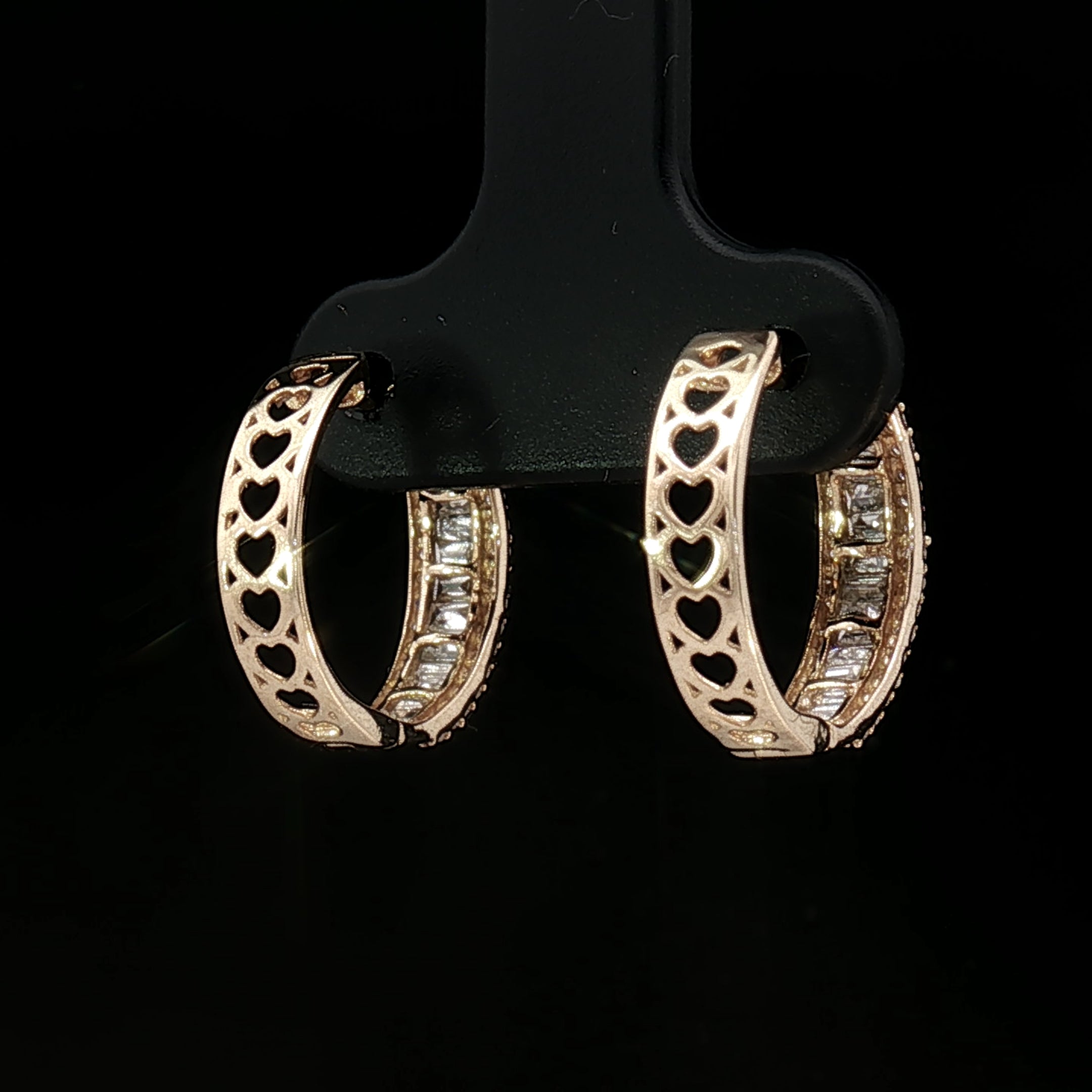 18k Yellow Gold Diamond Hoop Earrings – 0.50ct Natural Round & Baguette Brilliant Diamonds