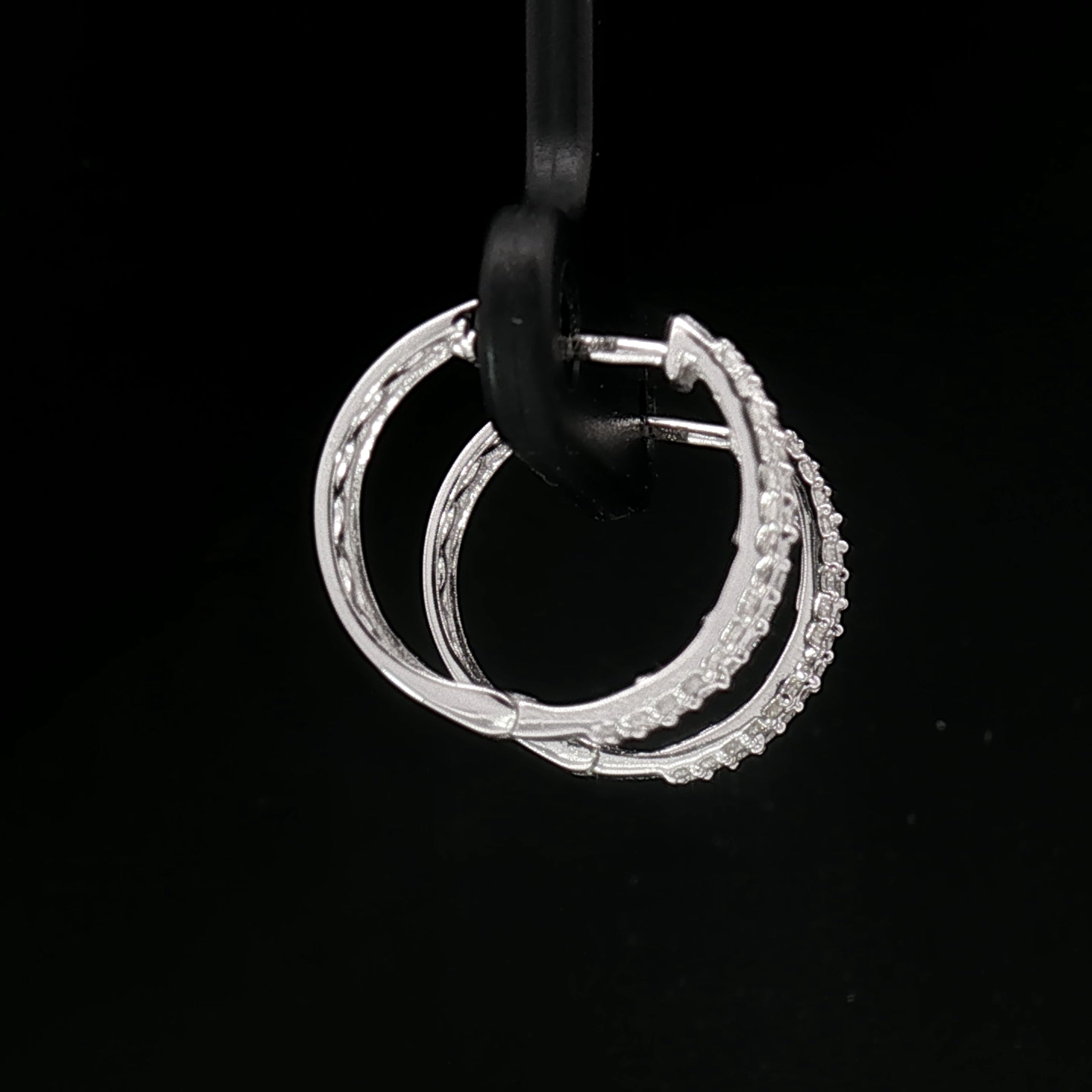 18k White Gold Diamond Hoop Earrings – 0.50ct Natural Round Brilliant & Baguette Diamonds