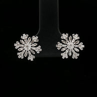 18k White Gold Snowflake Diamond Stud Earrings – 0.50ct Natural Round & Baguette Diamonds