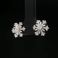 18k White Gold Snowflake Diamond Stud Earrings – 0.50ct Natural Round & Baguette Diamonds