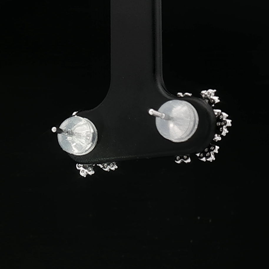 18k White Gold Snowflake Diamond Stud Earrings – 0.50ct Natural Round & Baguette Diamonds