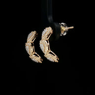 18k Yellow & White Gold Tri-Heart Half Loop Earrings – 0.50ct Natural Round Brilliant Diamond Clusters