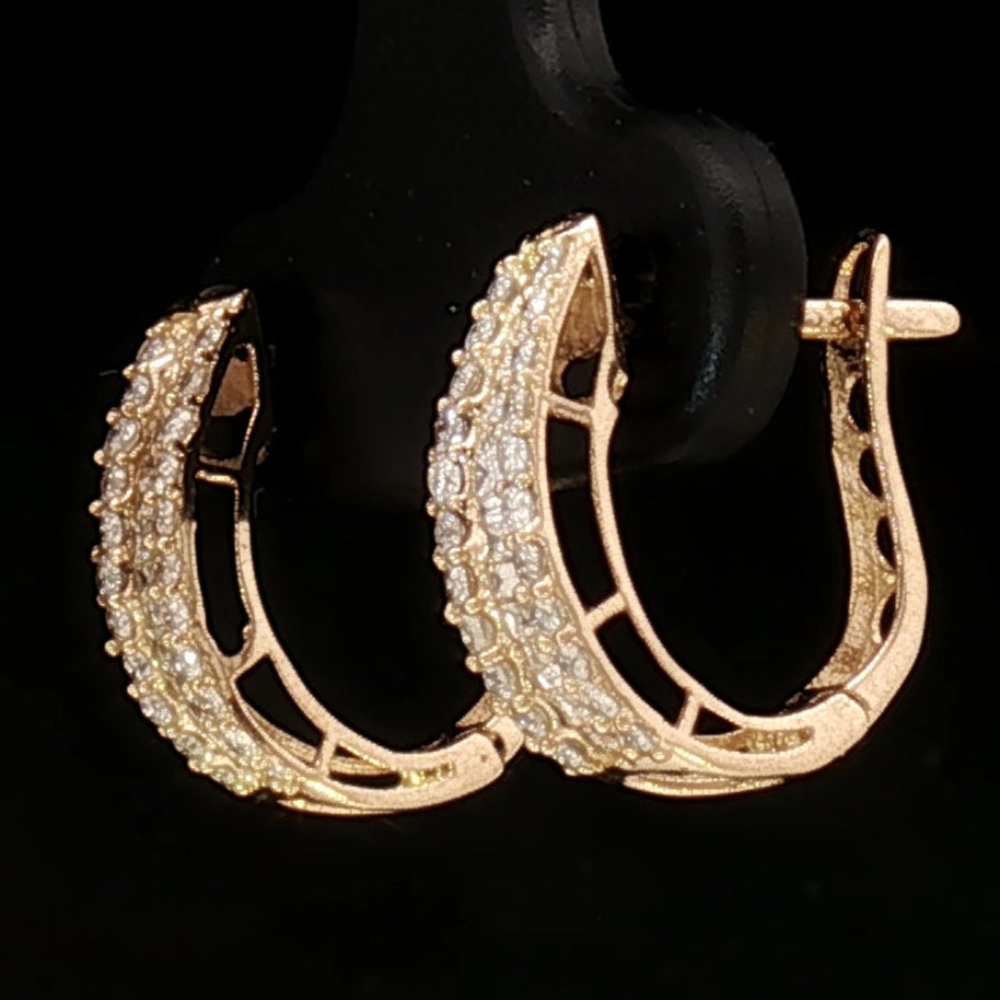 18k Yellow Gold Hoop Earrings with 0.50tcw Natural Diamonds