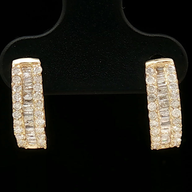 18k Yellow Gold Hoop Earrings with 0.50tcw Natural Diamonds