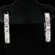 18k White Gold Hoop Earrings with  0.30tcw Natural Diamonds