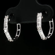 18k White Gold Hoop Earrings with  0.30tcw Natural Diamonds