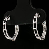 18k White Gold Hoop Earrings with  0.30tcw Natural Diamonds