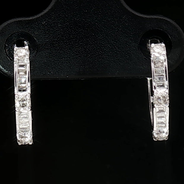18k White Gold Hoop Earrings with  0.30tcw Natural Diamonds
