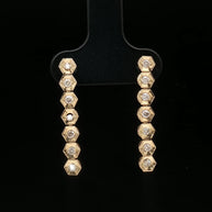 18k Yellow Gold Hexagon Dangle Earrings – 0.30ct Natural Brilliant Diamonds, 3.5ct Face Look