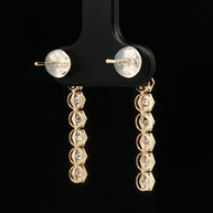 18k Yellow Gold Hexagon Dangle Earrings – 0.30ct Natural Brilliant Diamonds, 3.5ct Face Look